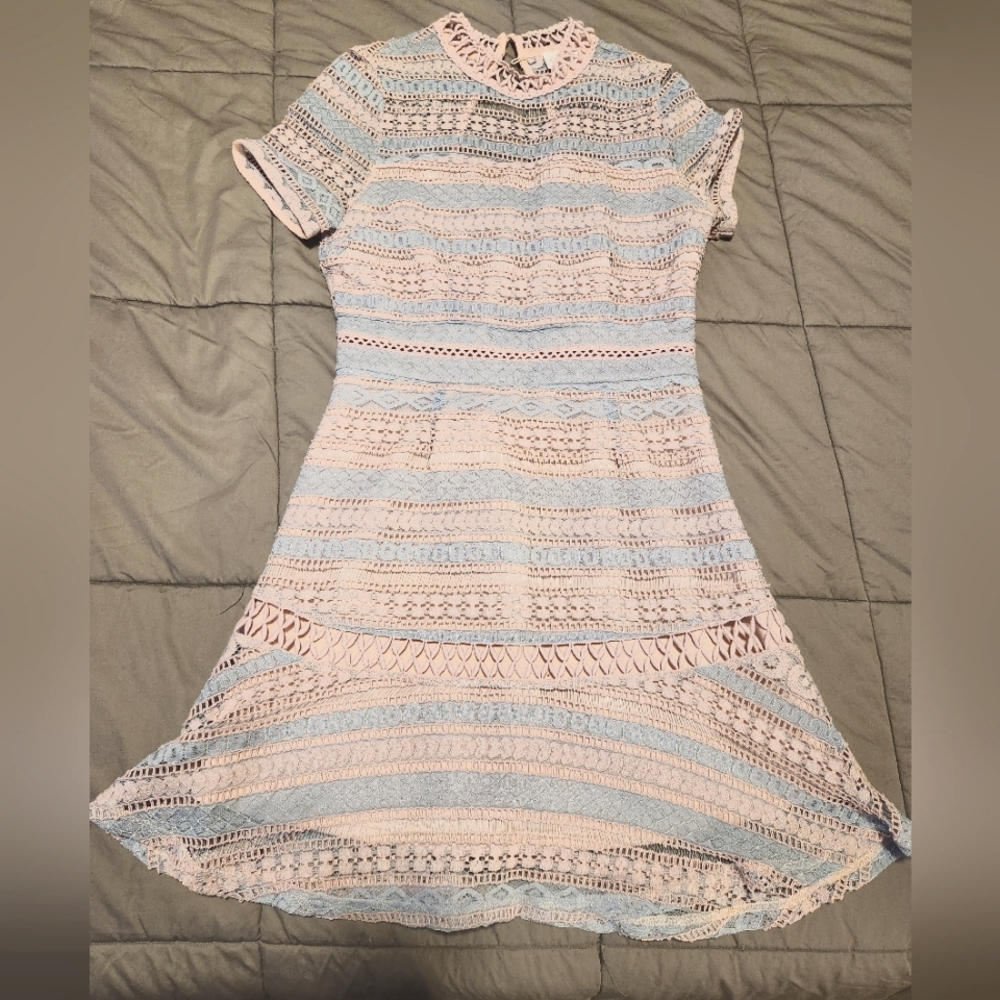 Pink and Blue Lace Dress